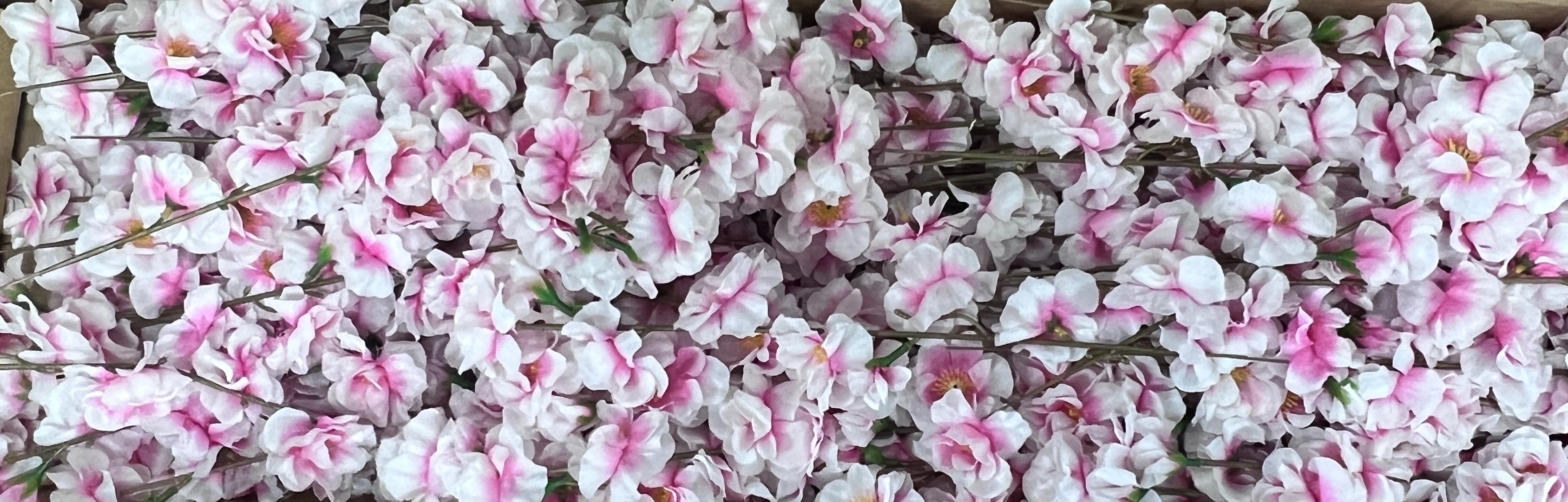 Six boxes of silk cherry blossom sprays